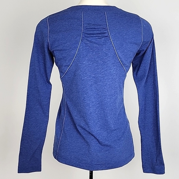 MEC Women's Heathered Blue Activewear Long Sleeves Top Scoop Neck Size Medium - Picture 3 of 11